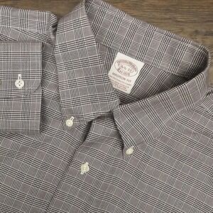 Brooks Brothers Mens 16.5-33 Madison Check Print Button Down Supima Cotton Shirt